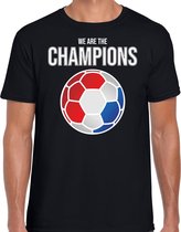 Nederland EK/ WK supporter t-shirt - we are the champions met Nederlandse voetbal - zwart - heren - kleding / shirt 2XL