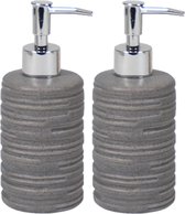 Set van 3x stuks zeeppompjes/zeepdispensers grijs keramiek 18 cm - Navulbare zeep houder - Toilet/badkamer accessoires