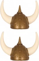 6x stuks gouden Vikingen verkleed helm met hoorns - Verkleed en carnaval hoeden