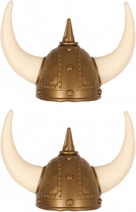 6x stuks gouden Vikingen verkleed helm met hoorns - Verkleed en carnaval hoeden