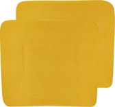 Meyco housse matelas à langer 3K 2-pack Basic jersey - jaune ocre - 85x75 cm