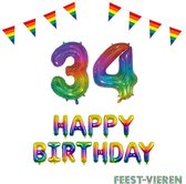 34 jaar Verjaardag Versiering Pakket Regenboog