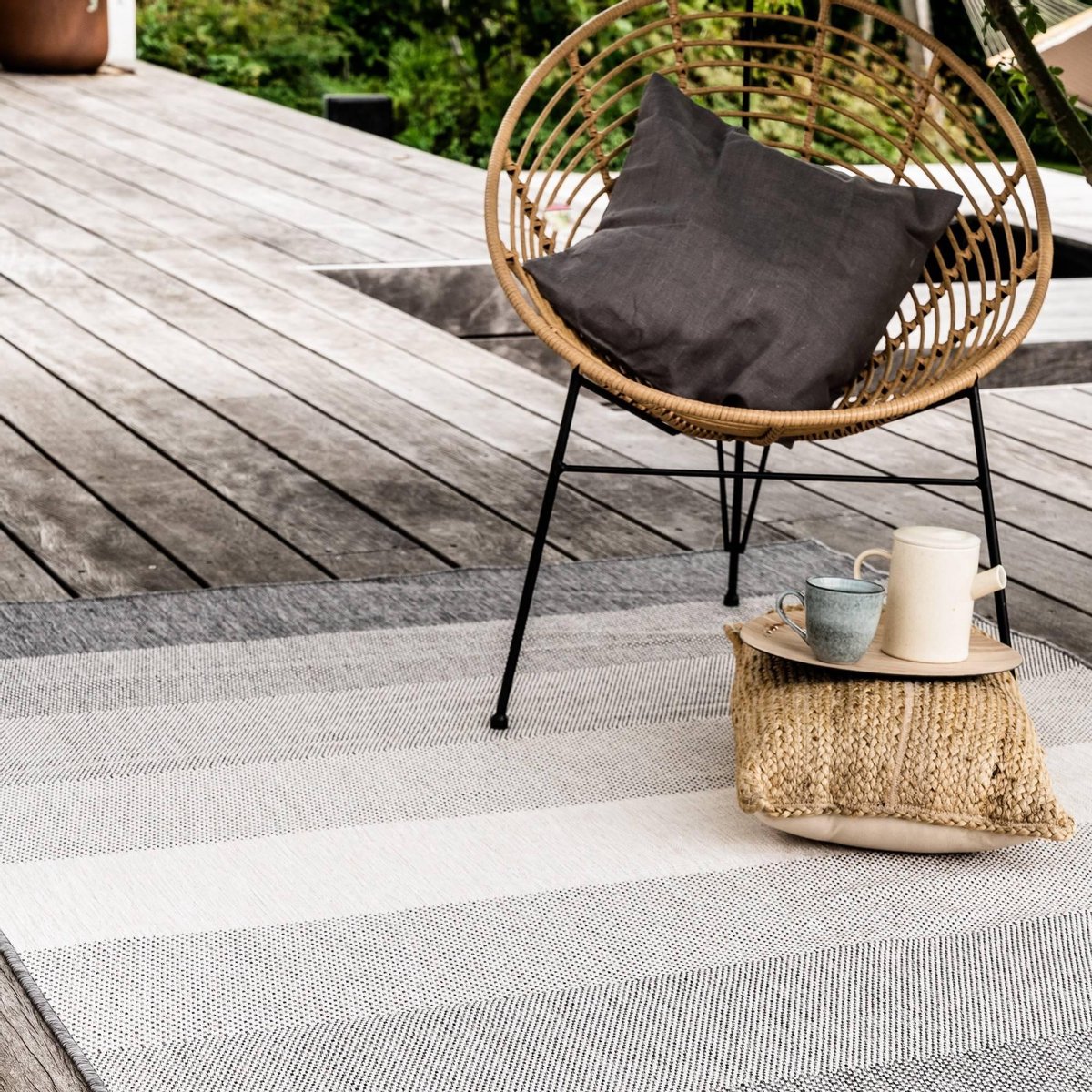 Buiten vloerkleed Boa - Zwart/Wit - dubbelzijdig - EVA Interior - 200 x 290 cm - (L)