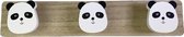 Kapstok Met Dierenfiguren - Panda - Wit / Bruin - Hout - 39,5 x 5,5 x 8 cm