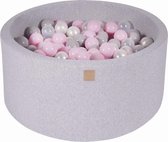 Ronde Ballenbak set incl 300 ballen 90x40cm - Licht Grijs: Transparant, Roze, Parel Wit, Grijs