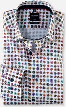 OLYMP Luxor modern fit overhemd - mouwlengte 7 - meerkleurig gebloemd dessin (contrast) - Strijkvrij - Boordmaat: 39