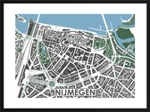 Nijmegen centrum - stadskaart | Inclusief strakke moderne lijst | stadsplattegrond | poster van de stad| 40x30cm