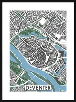 Deventer centrum - stadskaart | Inclusief strakke moderne lijst| stadsplattegrond | poster van de stad| 40x30cm