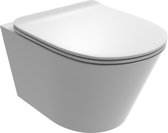 Wandcloset/toiletpot -rimless- wit - 53cm - met soft-close en quickrelease wc bril / toiletzitting