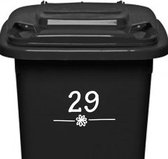 Klikosticker - met uw huisnummer - wit - containersticker - kliko sticker - 14 cm x 21 cm - cijfersticker - vuilnisbak sticker