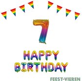 7 jaar Verjaardag Versiering Pakket Regenboog