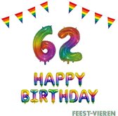 62 jaar Verjaardag Versiering Pakket Regenboog