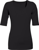 MOOI! Company - Dames T-shirt Joyce - mouwtje tot de elleboog - Aansluitend model - Kleur Zwart - L