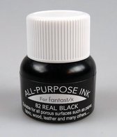 flacon stempelinkt zwart -  82 Real Black 15 ml - navulling stempelkussen - voor papier, stof en hout