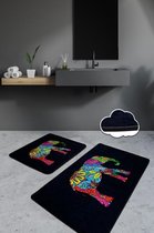 Nerge.be  | OLIFANT BLACK Badmat Set  | Vivid Color | Badmat Set | antislip | Washable in the Machine | Absorbent badmat
