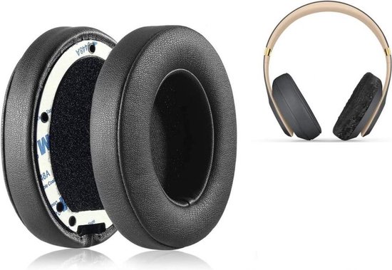 Luxe Lederen Oorkussen Set Geschikt Voor Beats By Dr. Dre Solo 2/3 Wireless - Vervangende Koptelefoon Earpads - Oor Kussens - Ear Pads - Oorkussens Met Memory Foam Binnenlaag -  (LET OP MODEL!!!) Zwart