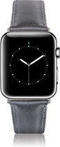 Leren Apple Watch Bandje - Metal Zwart - 38/40mm - Blue Connectors - Oblac®