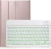 Draadloze Toetsenbord en Hoes 10 Inch Tablet Universeel Pu Leder Bluetooth Keyboard - rosegoud