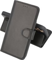 Handmade Lederen Book Case Telefoonhoesje - Wallet Case - Portemonnee Hoesje - Geschikt voor iPhone 12 - 12 Pro - Zwart