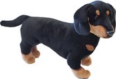 Boony Natural Decoration pluche teckel zwart/bruin 45 cm staand