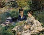 Kunst: On the Grass (Jeunes femmes assises dans l herbe), c. 1873 van Pierre-Auguste Renoir. Schilderij op canvas, formaat is   30X45 CM