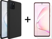 Samsung Note 10 Lite Hoesje - Samsung galaxy Note 10 Lite hoesje zwart siliconen case hoes cover hoesjes - 1x Samsung Note 10 Lite screenprotector