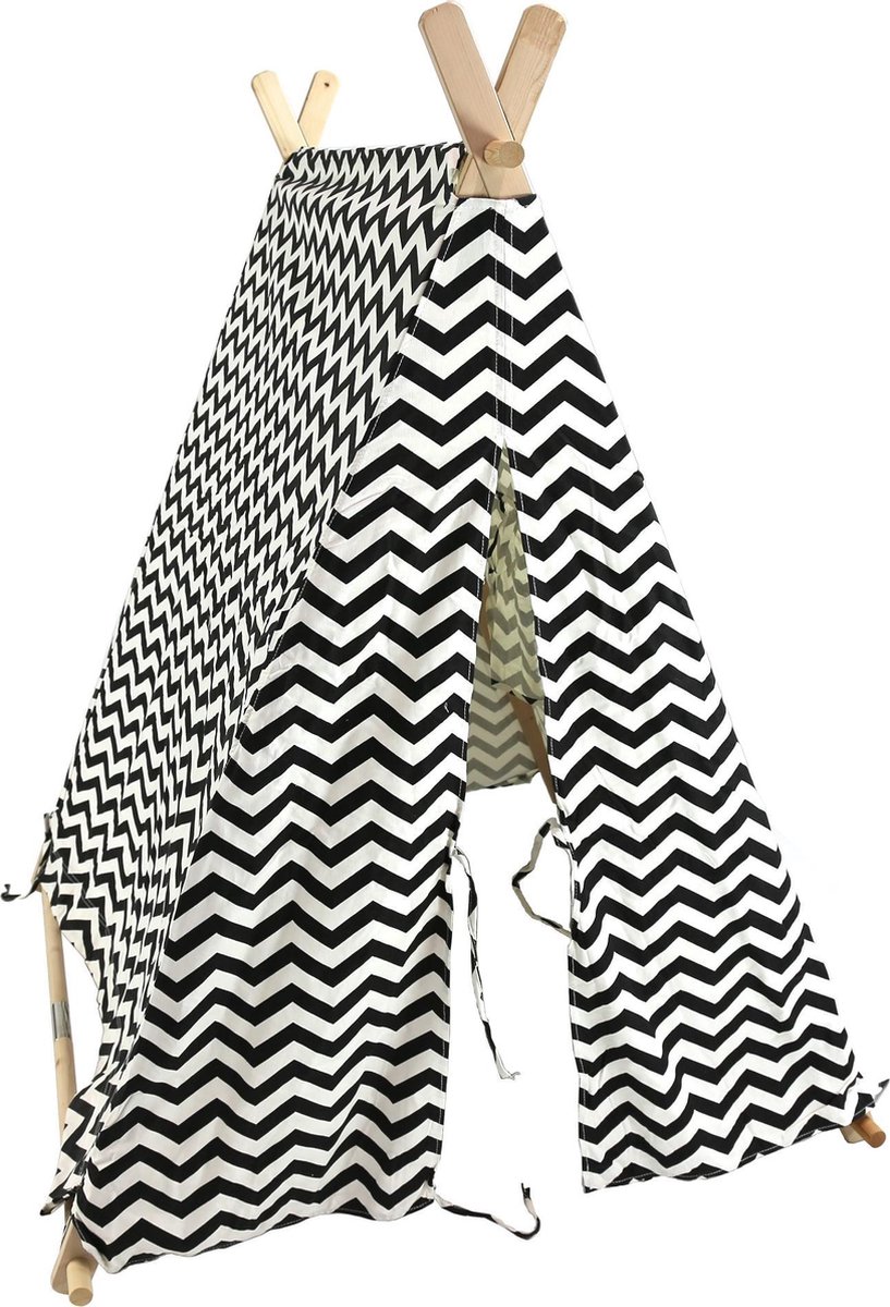 Kindertent Speeltent Tipi tent Indianentent zwart wit