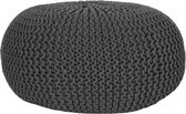 Nancy's Poef Gebreid - Handgemaakt - Poefen - Rond - Modern - Katoen - Antraciet - 70 x 70 x 35 cm | L