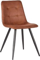 Nancy's Eetkamerstoel Jay - Stoel - Microfiber - Eetkamerstoelen - Cognac - 45 x 84 x 56 cm
