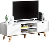 Nancy's McKinney TV-Meubel - Ladekast - TV-Kast - Lades - Opbergruimte - Kabelmanagement - Planken - Wit - MDF - 50L x 39B x 50H cm