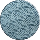 Rond Tafelkleed Gecoat - Ø 160 cm - Grote etnische ruit - Blauw