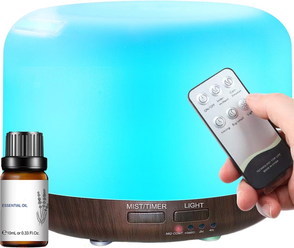 A&K PREMIUM Aroma Diffuser | 300ml | LED KLEUREN LAMP | Ultrasonic Humdifier | Verdamper | Bevochtiger | + GRATIS LAVENDELOLIE