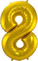 Ballon Cijfer 8 Jaar Goud 70Cm Verjaardag Feestversiering Met Rietje