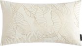 Velvet Leaves Long Crème / Wit Kussenhoes | Fluweel / Polyester | 30 x 50 cm
