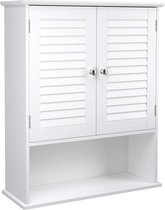 MuCasa© Wandkast, hangkast, badkamerkast, met in hoogte verstelbare plank, dubbele deur, half-open
