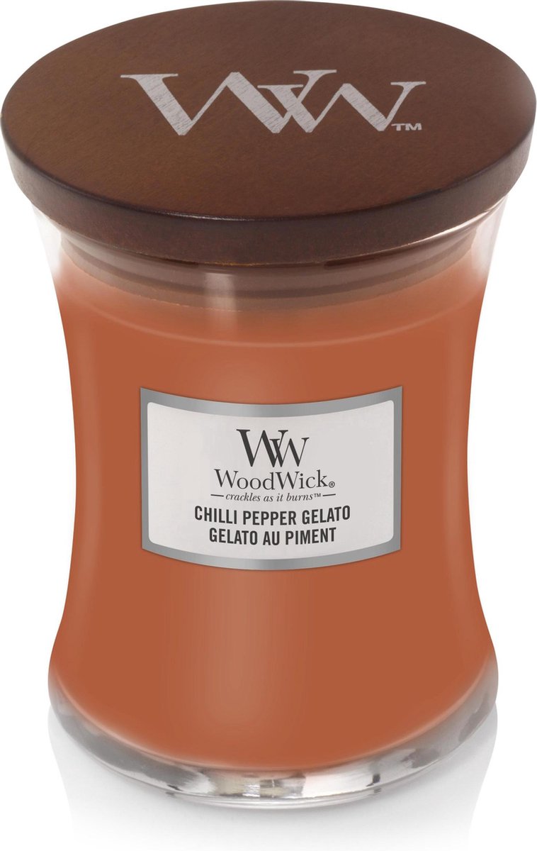 WoodWick Hourglass Medium Geurkaars - Chilli Pepper Gelato Roze