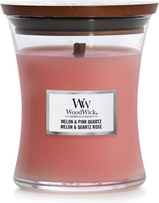 WoodWick Hourglass Medium Geurkaars - Melon & Pink Quartz