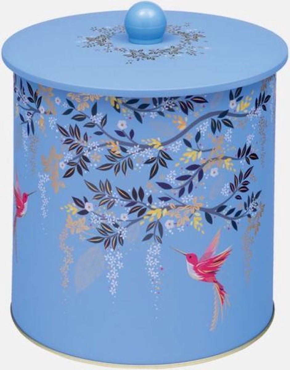 Sara Miller London - Bewaarbus Kolibrie - Bewaarblik - Lichtblauw - Rond - Blik - Ø 17 x 17 cm