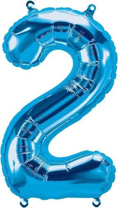 Helium ballon - Cijfer ballon - Nummer 2 - 2 jaar - Verjaardag - Blauw - Blauwe  ballon - 80cm