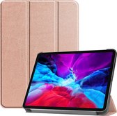 Tablet hoes geschikt voor iPad Pro 2021 (12.9 Inch)- Tri-Fold Book Case - Rose Goud