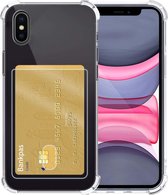 Hoes voor iPhone Xs Hoesje Met Pasjeshouder - Hoes voor iPhone Xs Pasjeshouder Card Case Transparant - Hoes voor iPhone Xs Shock Case Pashouder - Transparant