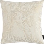 Housse de coussin Velvet Leaves Crème / Wit | Velours / Polyester | 45 x 45 cm