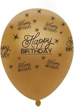 JDBOS ® 10 ballonnen (goud) met zwarte opdruk Happy birthday - verjaardag