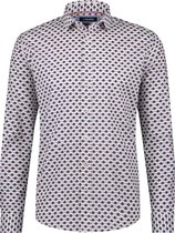 Haze&Finn Overhemd Print Wit/Navy Blauw (MC15-0100-13 - White-NavyFlower-Rhubarb)