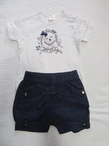 dirkje, ensemble de vêtements, fille, tshirt + short, blanc avec marine, 80 - 12 mois