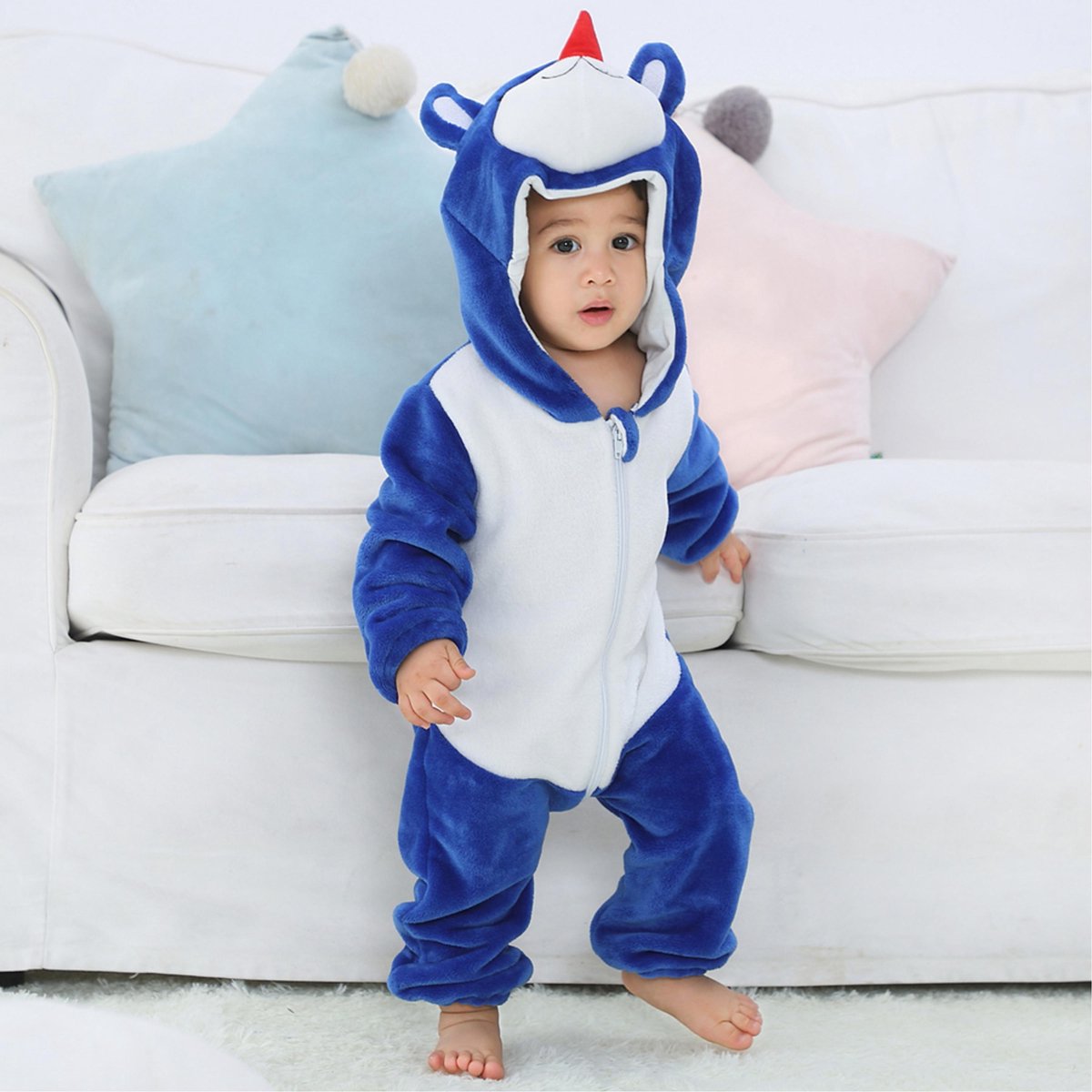 JAXY Baby Onesie - Baby Rompertjes - Baby Pyjama - Baby Pakje - Baby Verkleedkleding - Baby Kostuum - Baby Winterpak - Baby Romper - Baby Skipak - Baby Carnavalskleding - EU (label 90) - Blauwe Beer — afbeelding 4