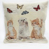 Kussenhoes - Katten met vlinders - Gobelin - Kat