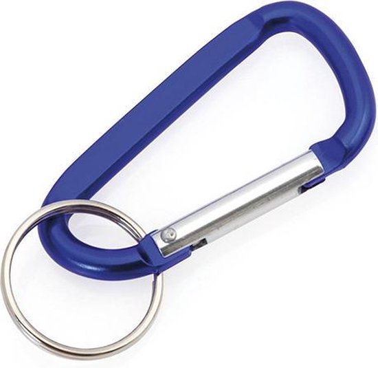 Blauwe karabijnhaak met ring | sleutelhanger | musketon | bol.com