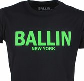 Ballin - Heren T-Shirt - Ronde Hals - Regular Fit - Zwart - Neon Groen