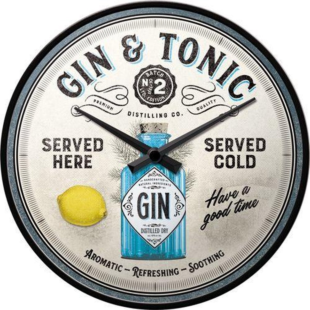 Gin & Tonic Served Here​ Wandklok 31 x 31 x 7 cm